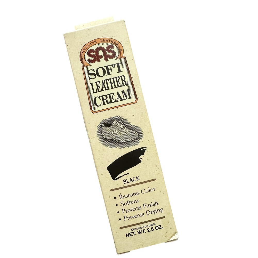 Vintage SAS Soft Leather Cream Black Shoe Polish Moisturizer 2.5 oz 9223013